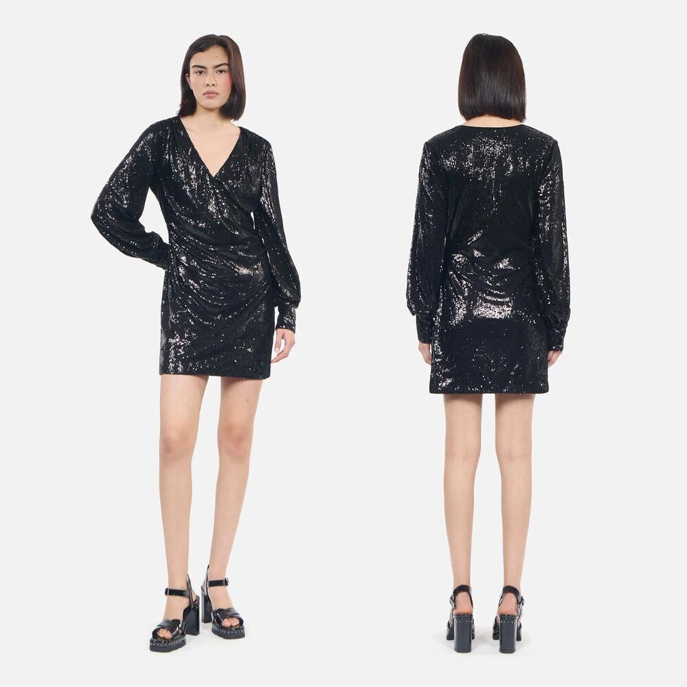 NWT The Kooples Short black sequin dress Size XS